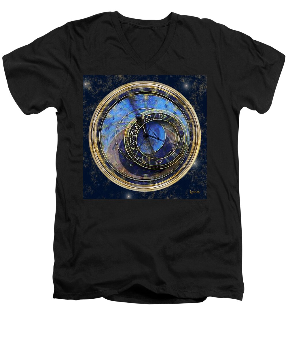 Clock Men's V-Neck T-Shirt featuring the painting The Carousel of Time by RC DeWinter