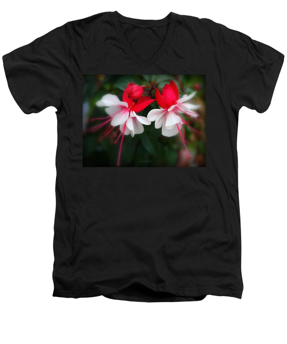 Fuchsia Men's V-Neck T-Shirt featuring the photograph The Fuchsia by Jeanette C Landstrom