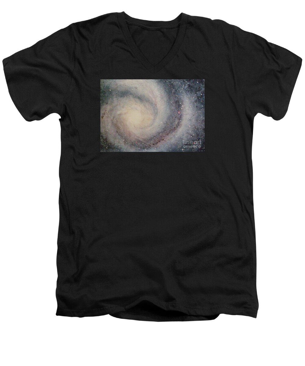 Night Men's V-Neck T-Shirt featuring the painting The Heavens Declare Your Glory by Lynn Quinn