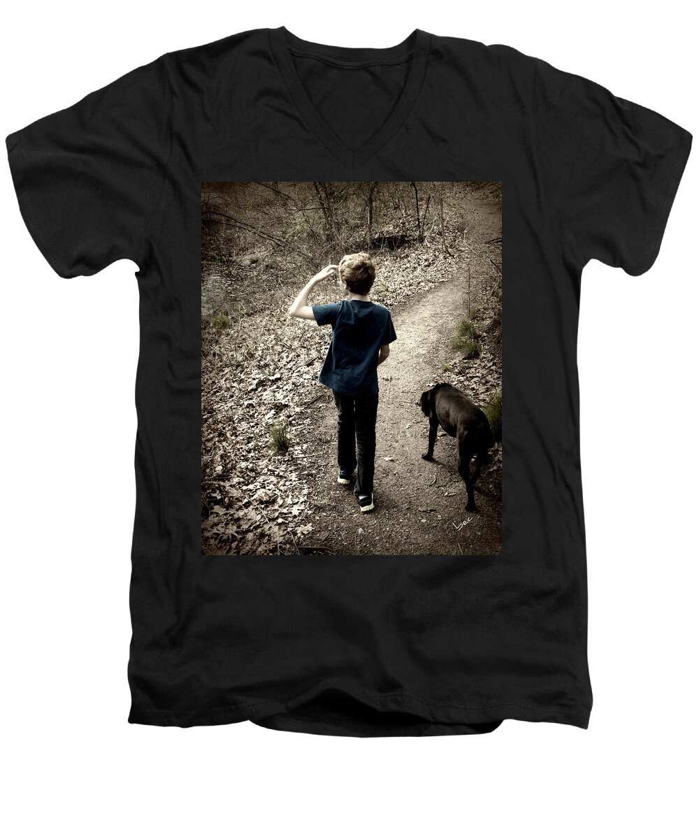 Boy Men's V-Neck T-Shirt featuring the photograph The Journey Together by Bruce Carpenter