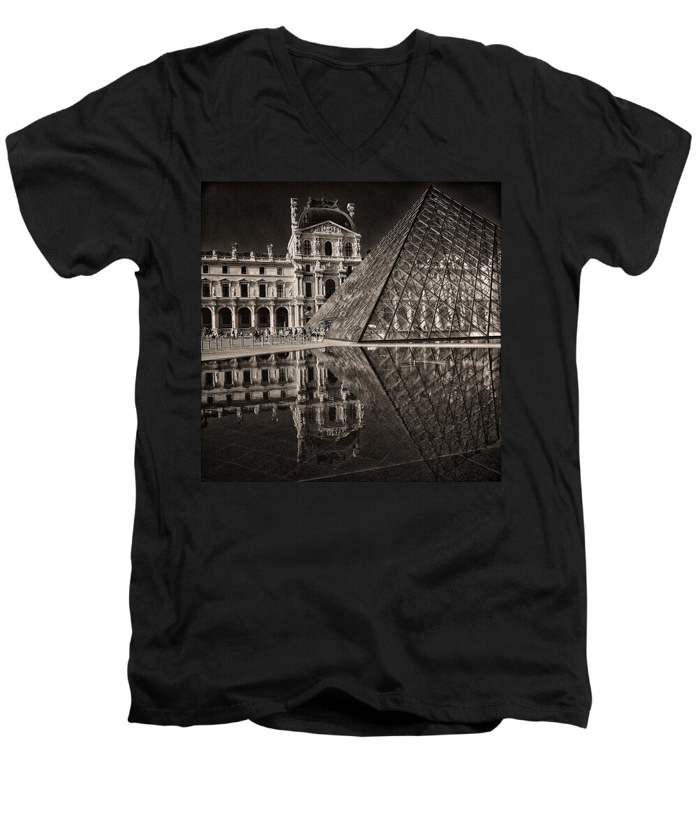 France Men's V-Neck T-Shirt featuring the photograph The Louvre by Robert Fawcett