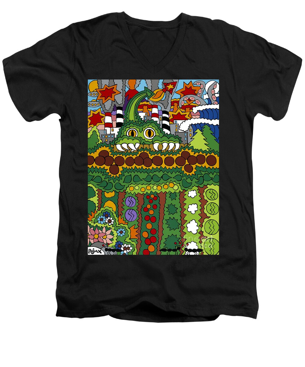 Garden Men's V-Neck T-Shirt featuring the painting The Other Side of the Garden by Rojax Art