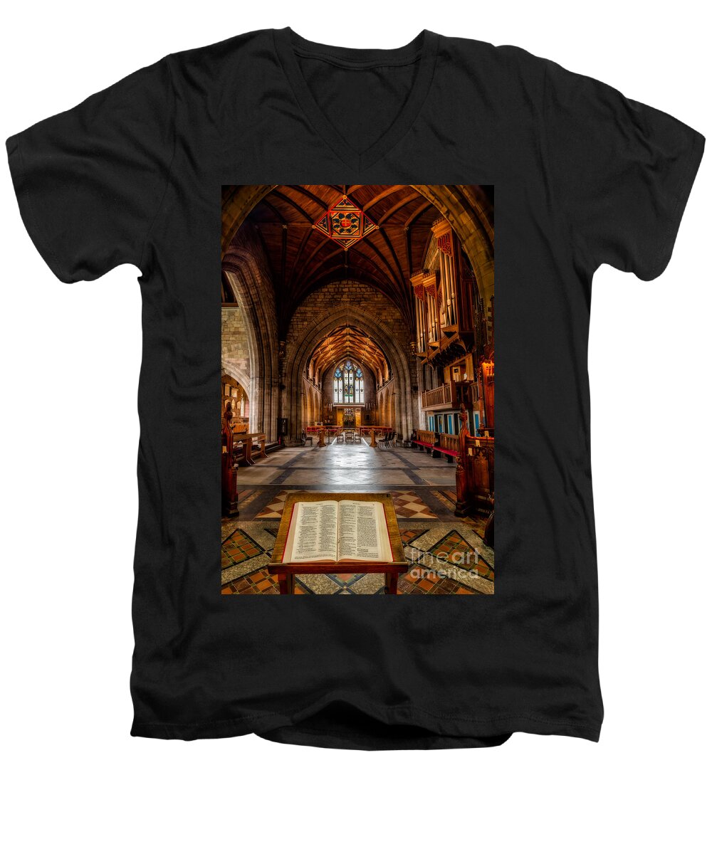 Welsh Cathedral Men's V-Neck T-Shirt featuring the photograph The Reading Room by Adrian Evans