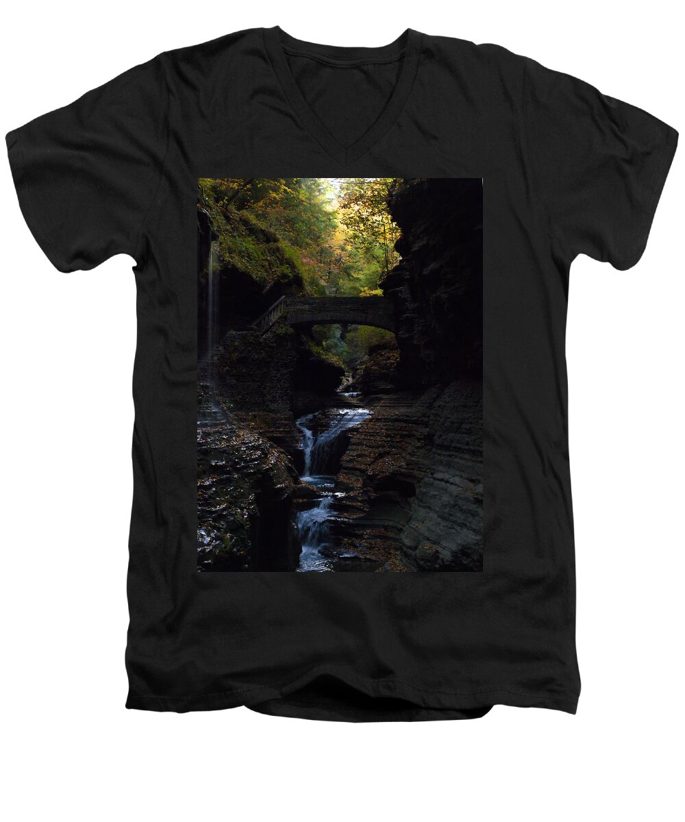 Watkins Glen Men's V-Neck T-Shirt featuring the photograph The trail to Rivendell by Joshua House