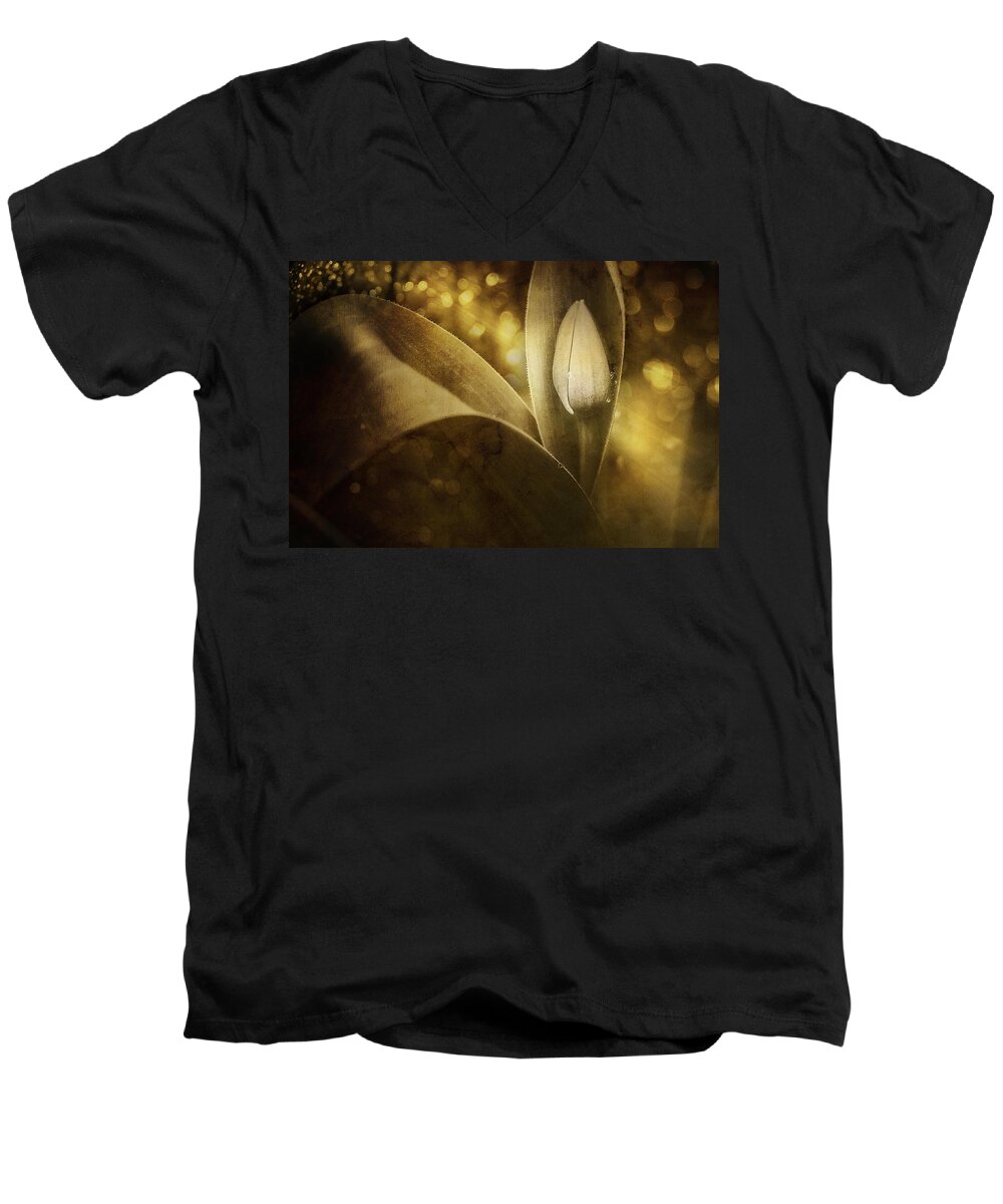 Tulip Men's V-Neck T-Shirt featuring the photograph The Unveiling 2 by Scott Norris