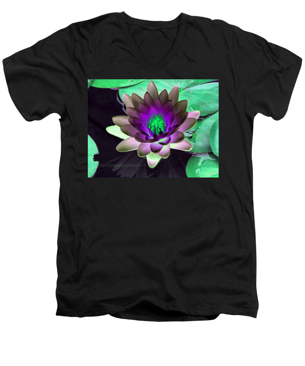 Water Lilies Men's V-Neck T-Shirt featuring the photograph The Water Lilies Collection - PhotoPower 1114 by Pamela Critchlow