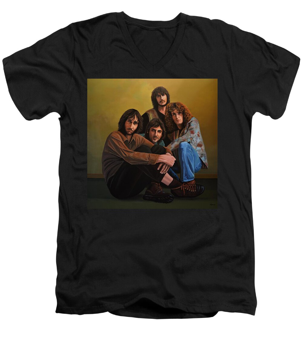The Who Men's V-Neck T-Shirt featuring the painting The Who by Paul Meijering