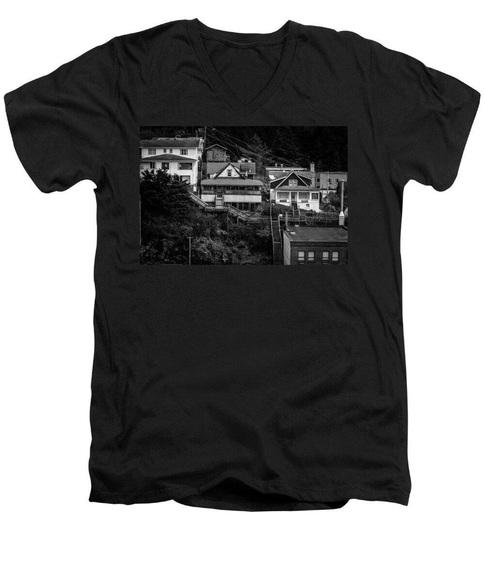 2008 Men's V-Neck T-Shirt featuring the photograph The Wooden Path by Melinda Ledsome
