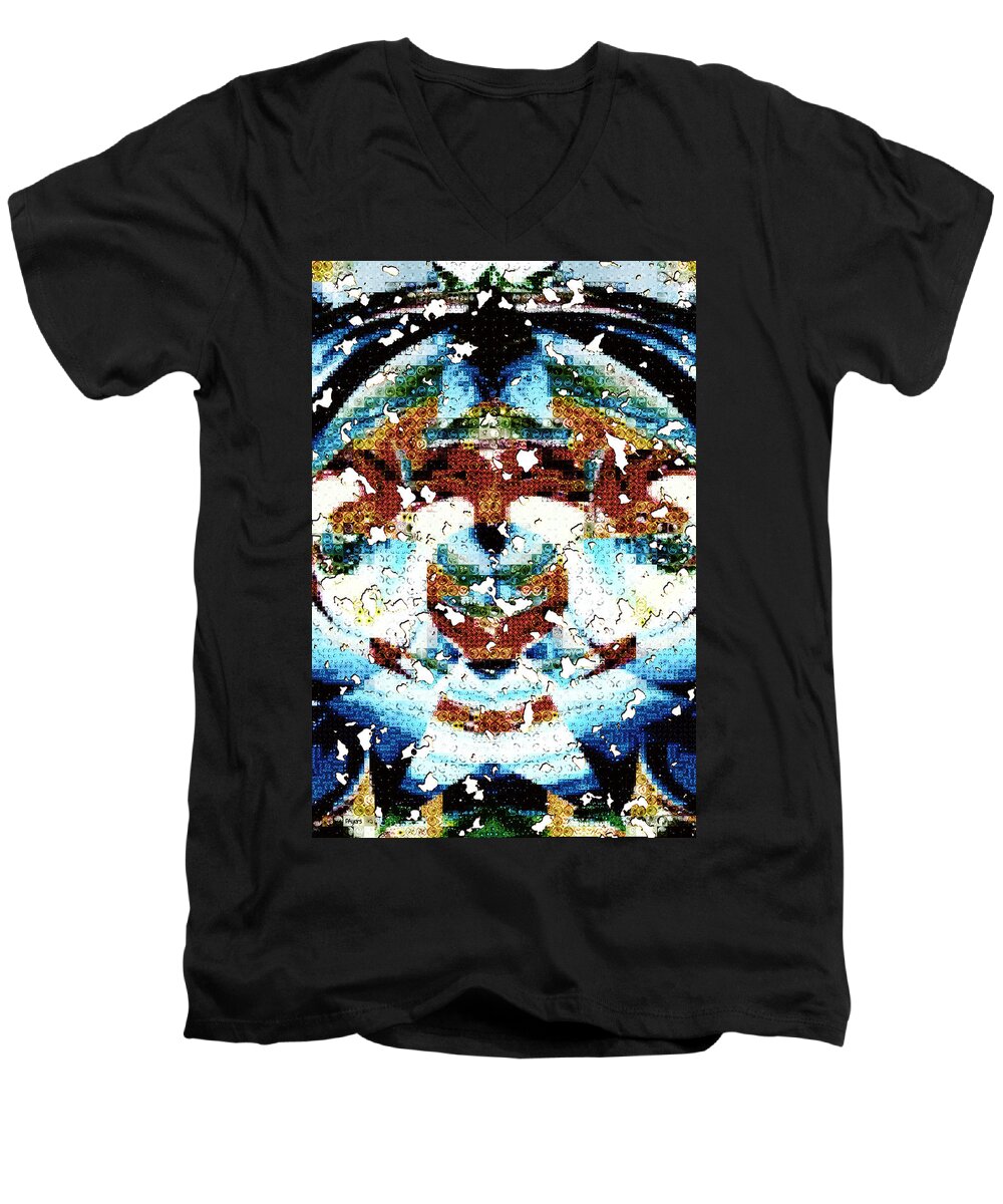 Paula Ayers Men's V-Neck T-Shirt featuring the digital art Those Darn Moths Mosaic by Paula Ayers
