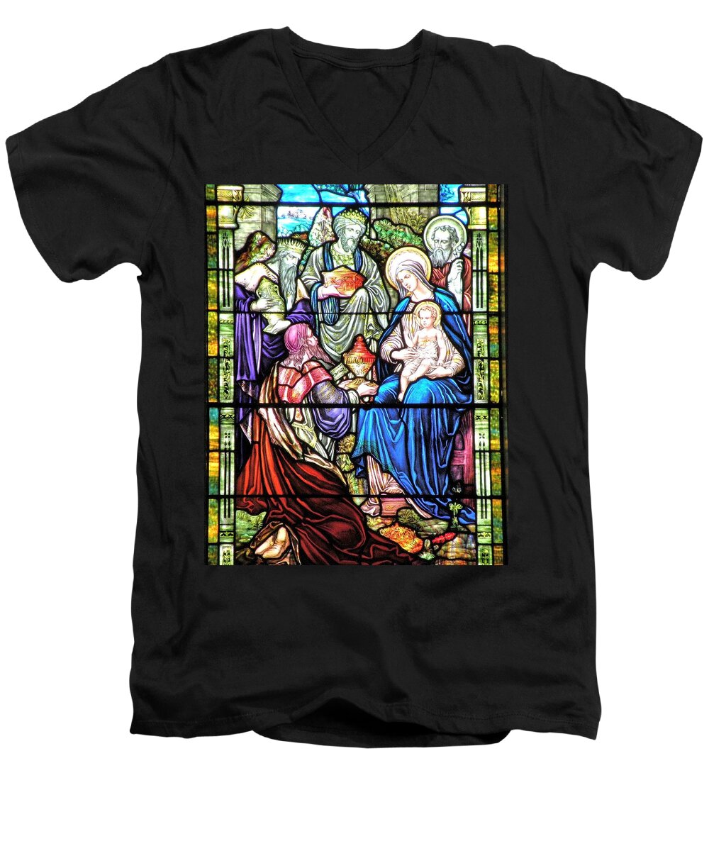 Christmas Men's V-Neck T-Shirt featuring the photograph Three Wise Men - Visitation of the Magi by Kim Bemis