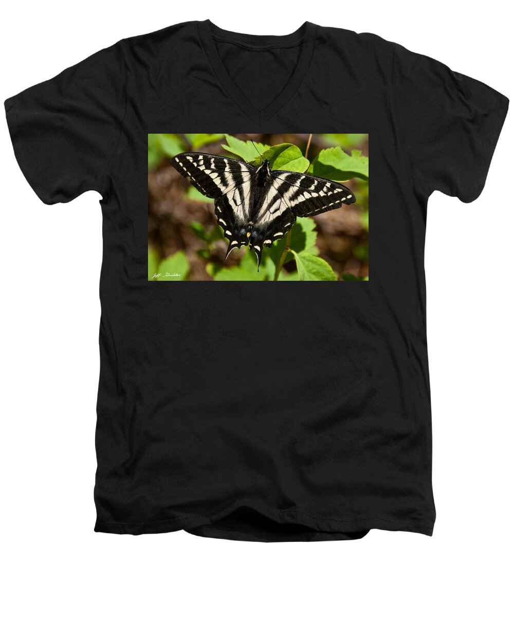 Animal Men's V-Neck T-Shirt featuring the photograph Tiger Swallowtail Butterfly by Jeff Goulden