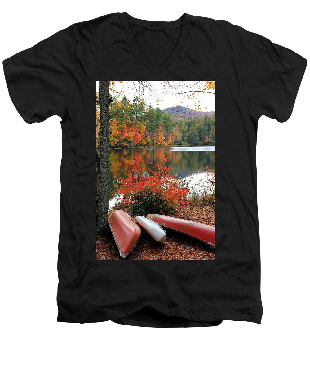 Whisper Lake Men's V-Neck T-Shirt featuring the photograph Till Next Season by Jennifer Robin