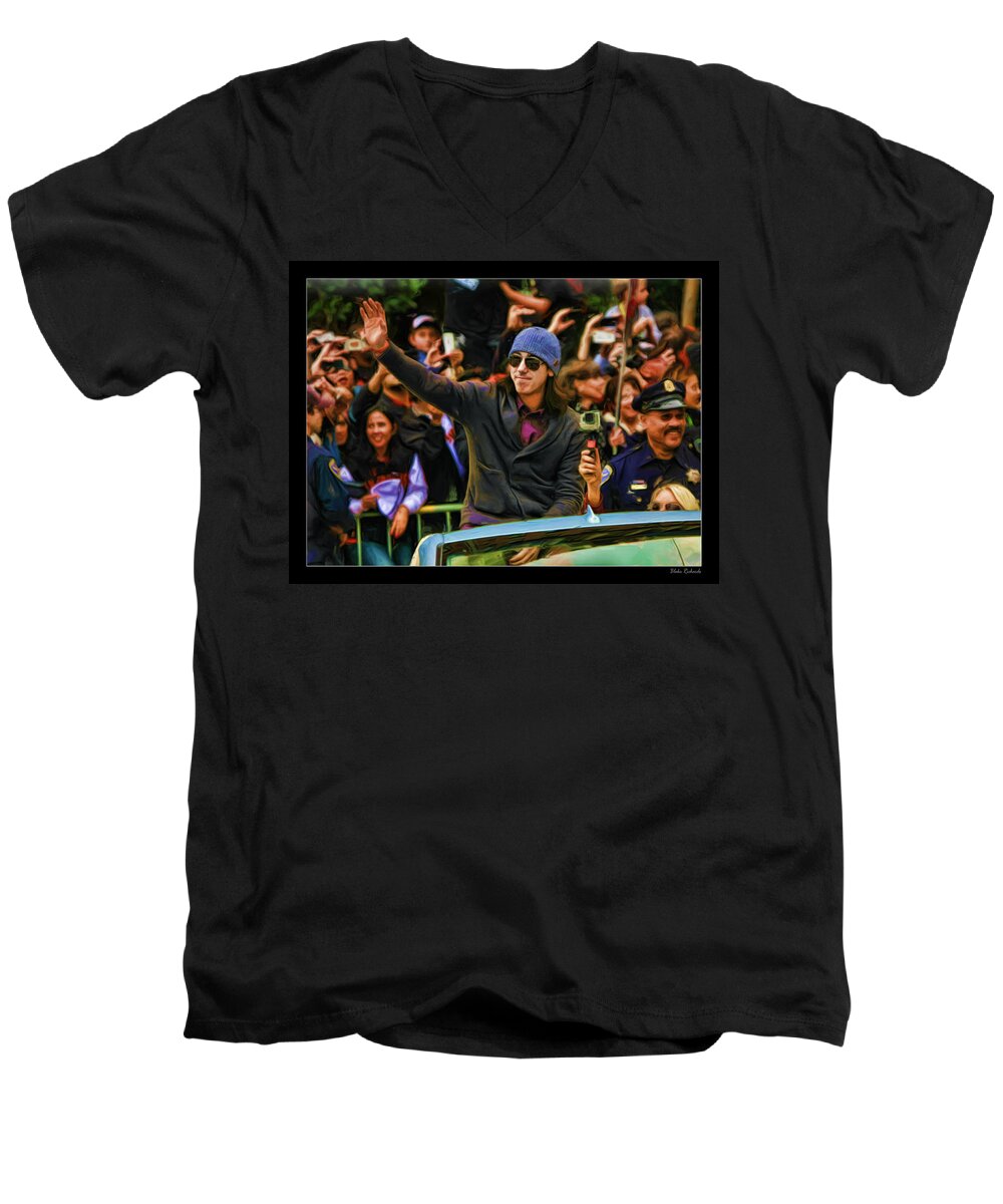Tim Lincecum Men's V-Neck T-Shirt featuring the photograph Tim Lincecum World Series 2012 by Blake Richards