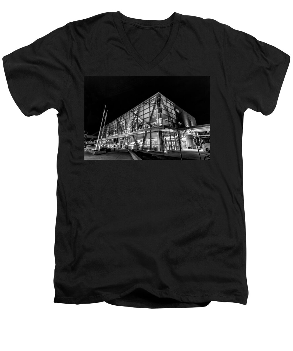 Www.cjschmit.com Men's V-Neck T-Shirt featuring the photograph Trains and Buses by CJ Schmit