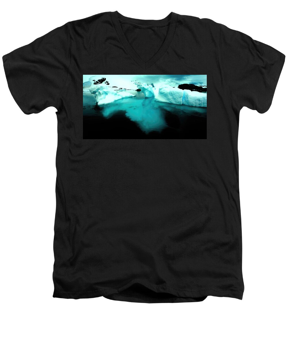 Iceberg Men's V-Neck T-Shirt featuring the photograph Transparent Iceberg by Amanda Stadther