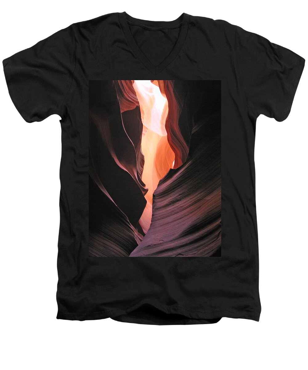Antelope Men's V-Neck T-Shirt featuring the photograph Twisted Canyon by Marcia Socolik