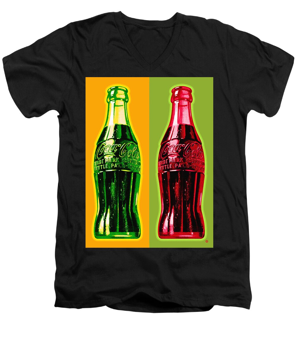  Grajphic Men's V-Neck T-Shirt featuring the digital art Two Coke Bottles by Gary Grayson