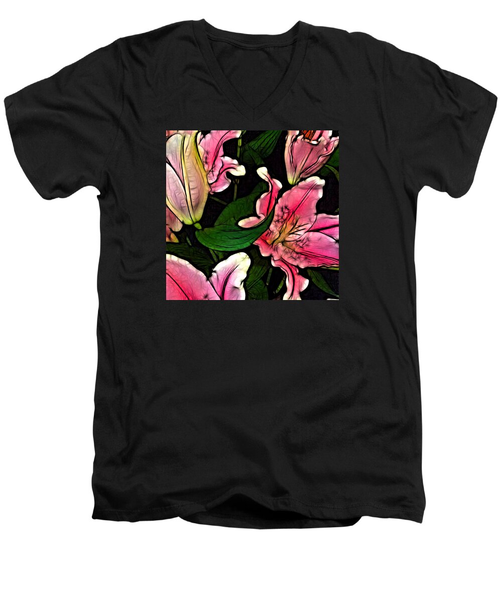 Flower Men's V-Neck T-Shirt featuring the digital art Tyndal Road by Jeff Iverson