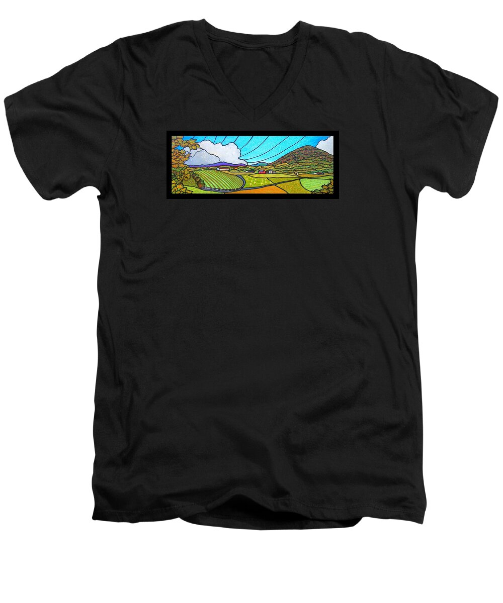 Autumn Men's V-Neck T-Shirt featuring the painting Valley View by Jim Harris