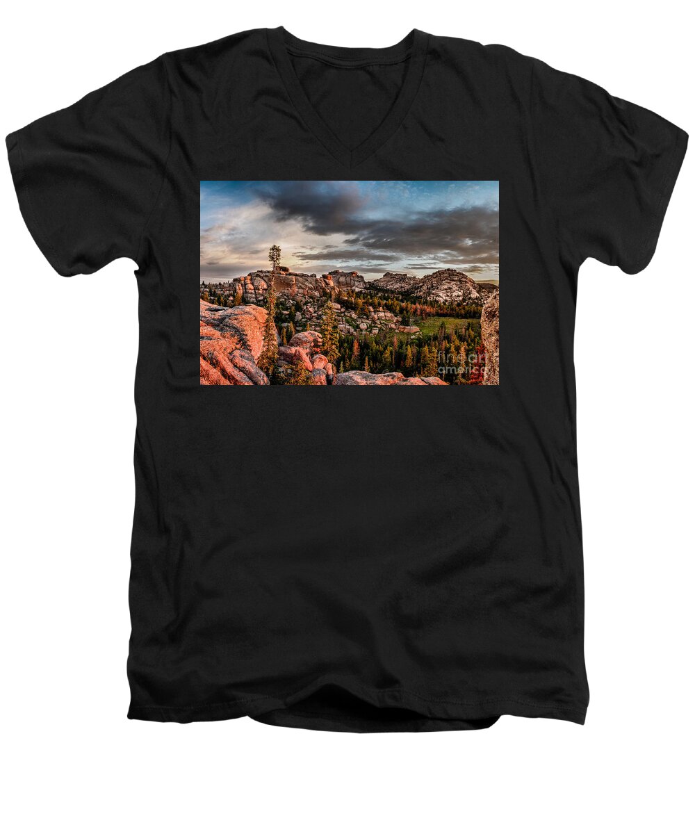 Nature Men's V-Neck T-Shirt featuring the photograph Vedauwoo View by Steven Reed