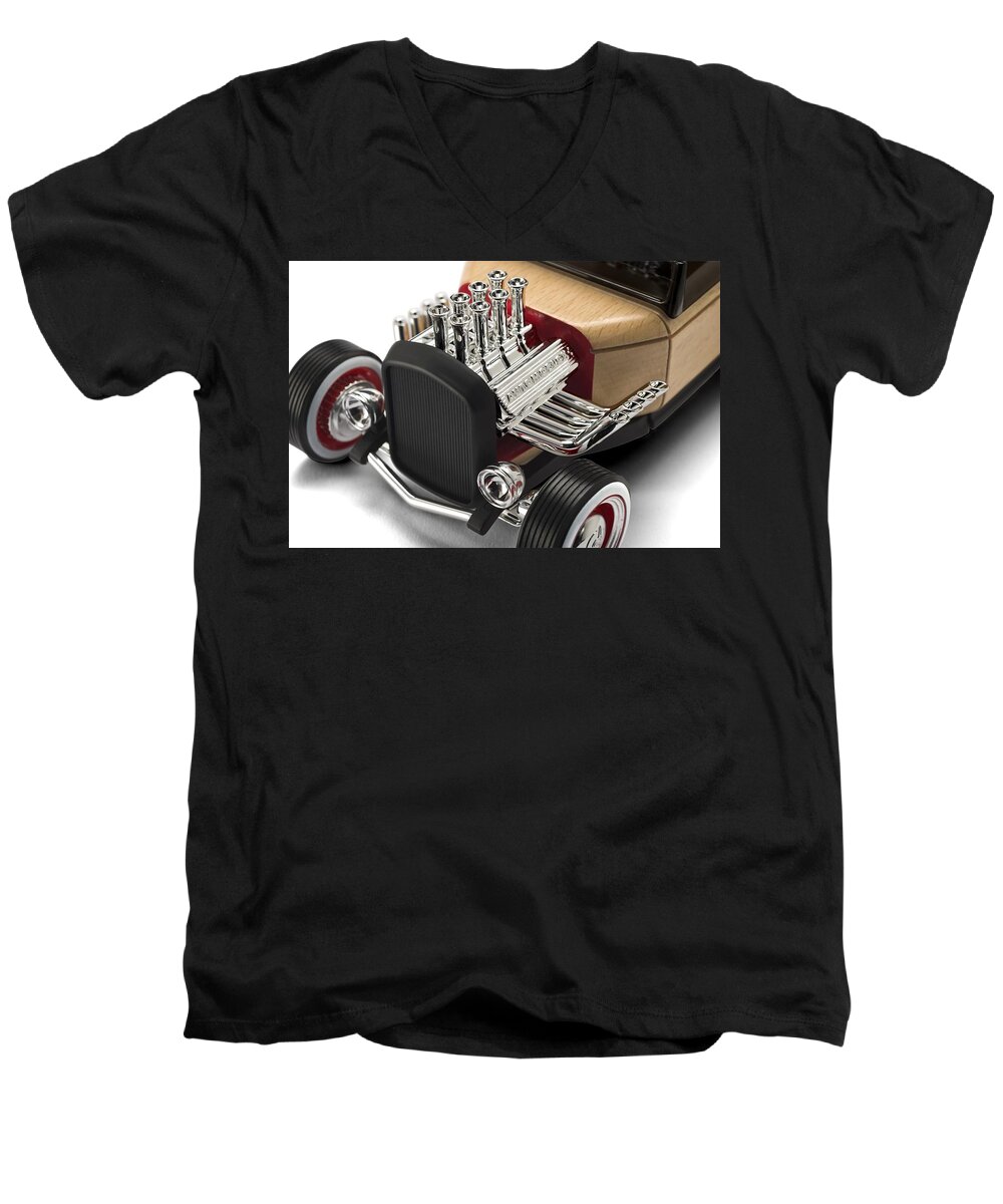 Car Men's V-Neck T-Shirt featuring the photograph Vintage Hot Rod Engine by Gianfranco Weiss
