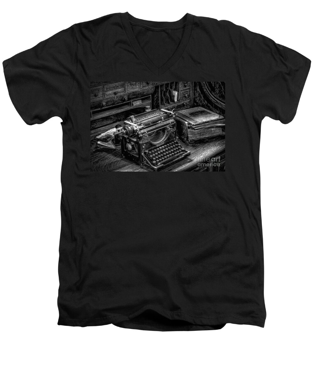 Typewriter Men's V-Neck T-Shirt featuring the photograph Vintage Typewriter by Adrian Evans