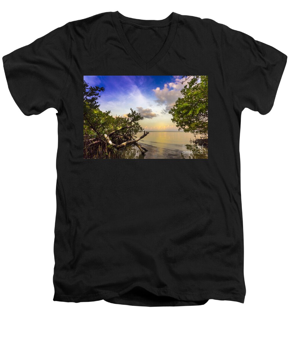 Tampa Bay Men's V-Neck T-Shirt featuring the photograph Water Sky by Marvin Spates
