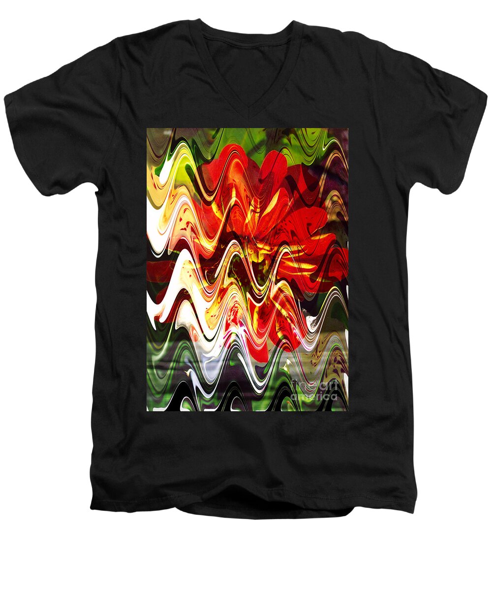 Digital Image Men's V-Neck T-Shirt featuring the digital art Waves by Yael VanGruber