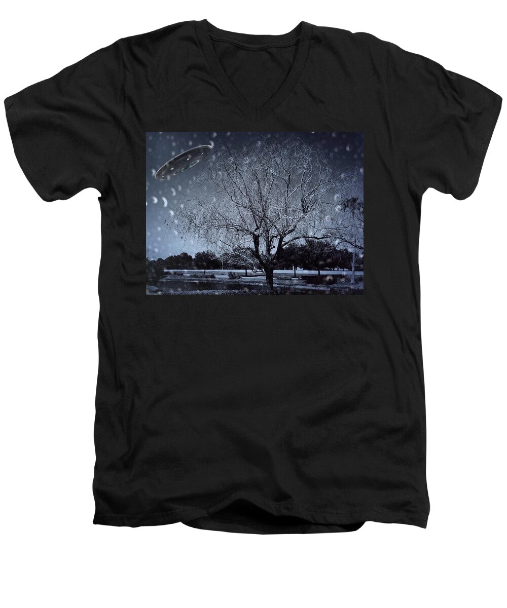 Winter Men's V-Neck T-Shirt featuring the photograph We Are Not Alone by Carlos Avila