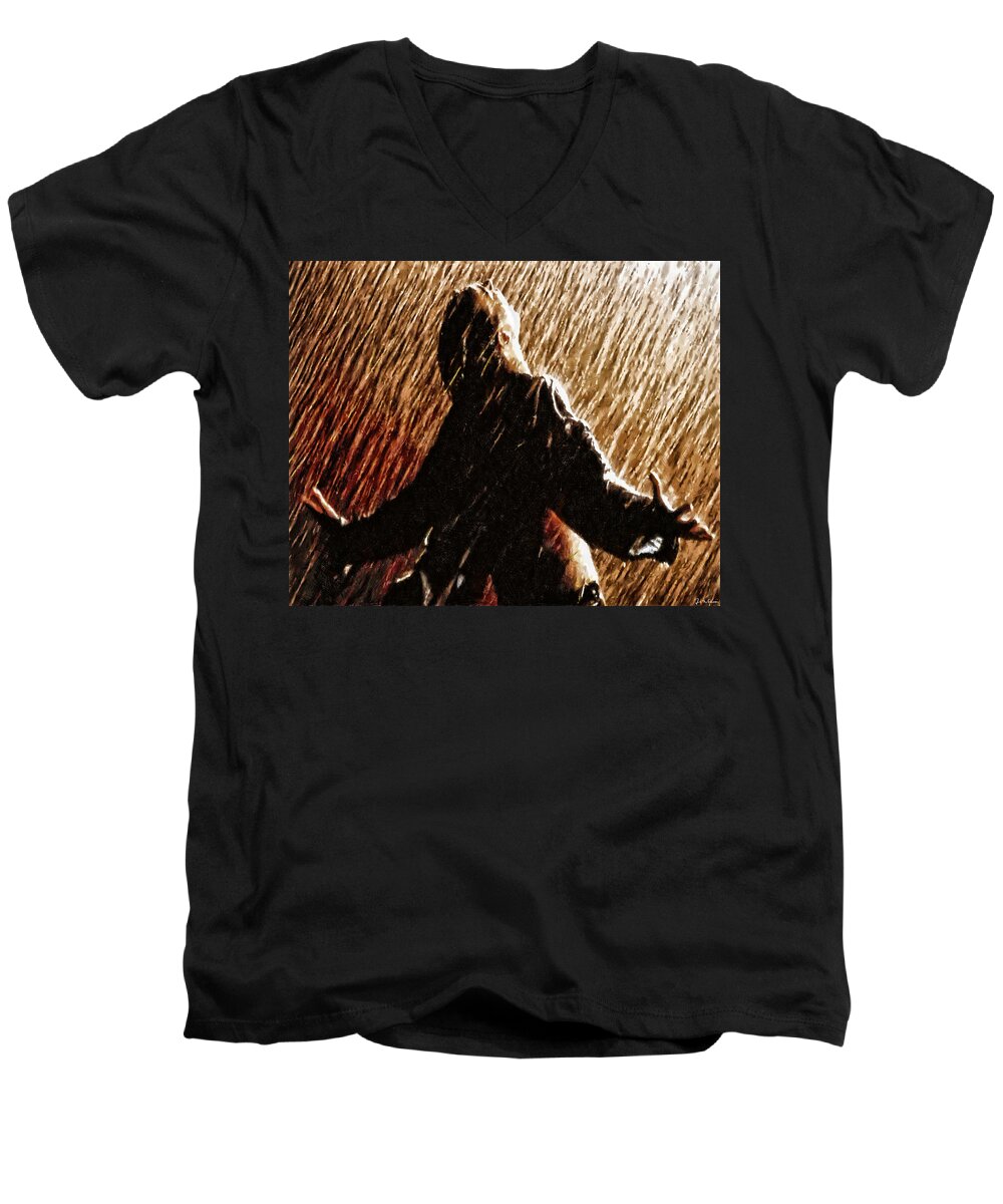 Www.themidnightstreets.net Men's V-Neck T-Shirt featuring the painting When That Moment Arrives by Joe Misrasi