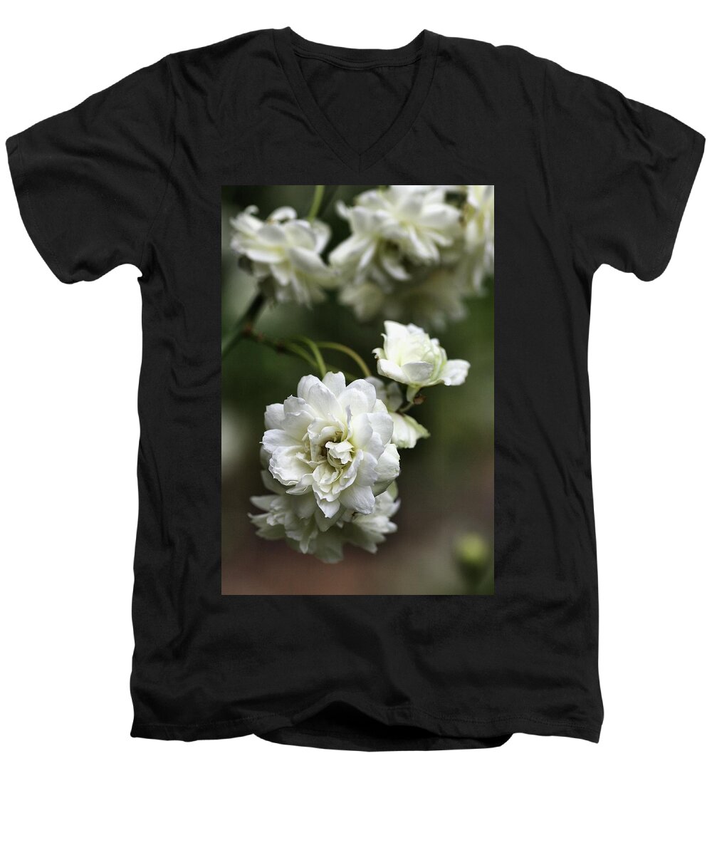 Plant Men's V-Neck T-Shirt featuring the photograph White Roses by Joy Watson