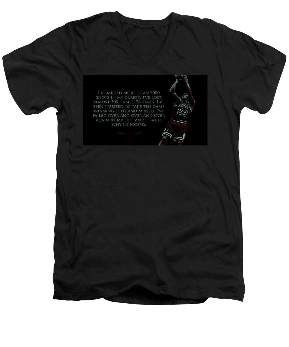 Professional Basketball Player Men's V-Neck T-Shirt featuring the mixed media Why I Succeed by Brian Reaves