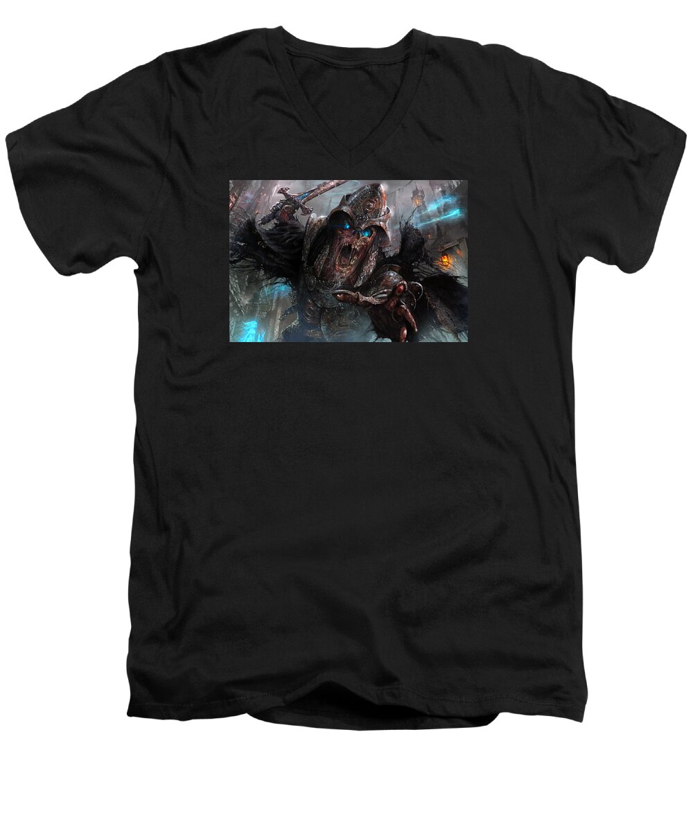 Magic The Gathering Men's V-Neck T-Shirt featuring the digital art Wight of Precinct Six by Ryan Barger