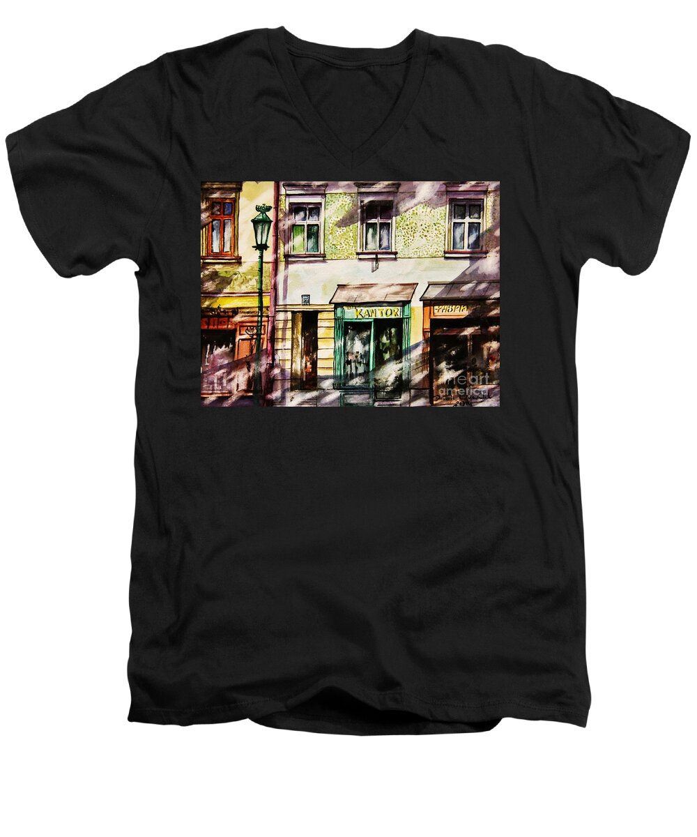 Window Shopping Men's V-Neck T-Shirt featuring the painting Window Shopping by Dariusz Orszulik