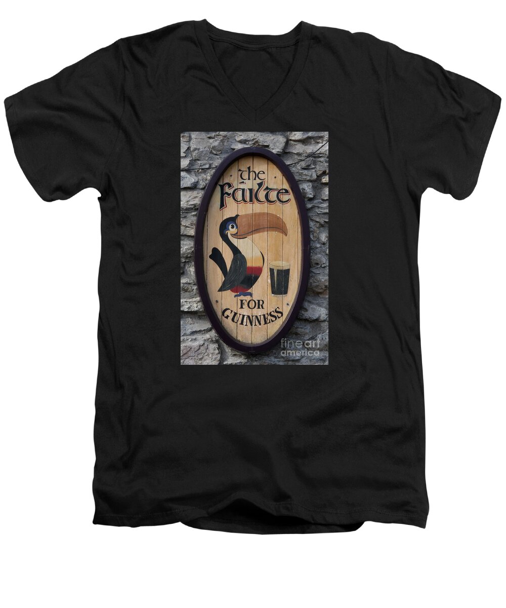 Guinness Sign Men's V-Neck T-Shirt featuring the photograph Wooden Guinness Sign by Christiane Schulze Art And Photography