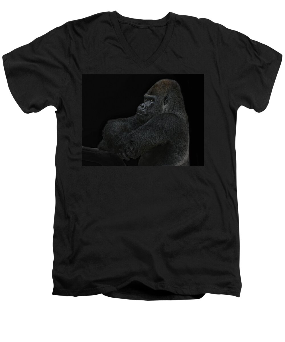 Animal Men's V-Neck T-Shirt featuring the photograph yes I m the great pretender by Joachim G Pinkawa