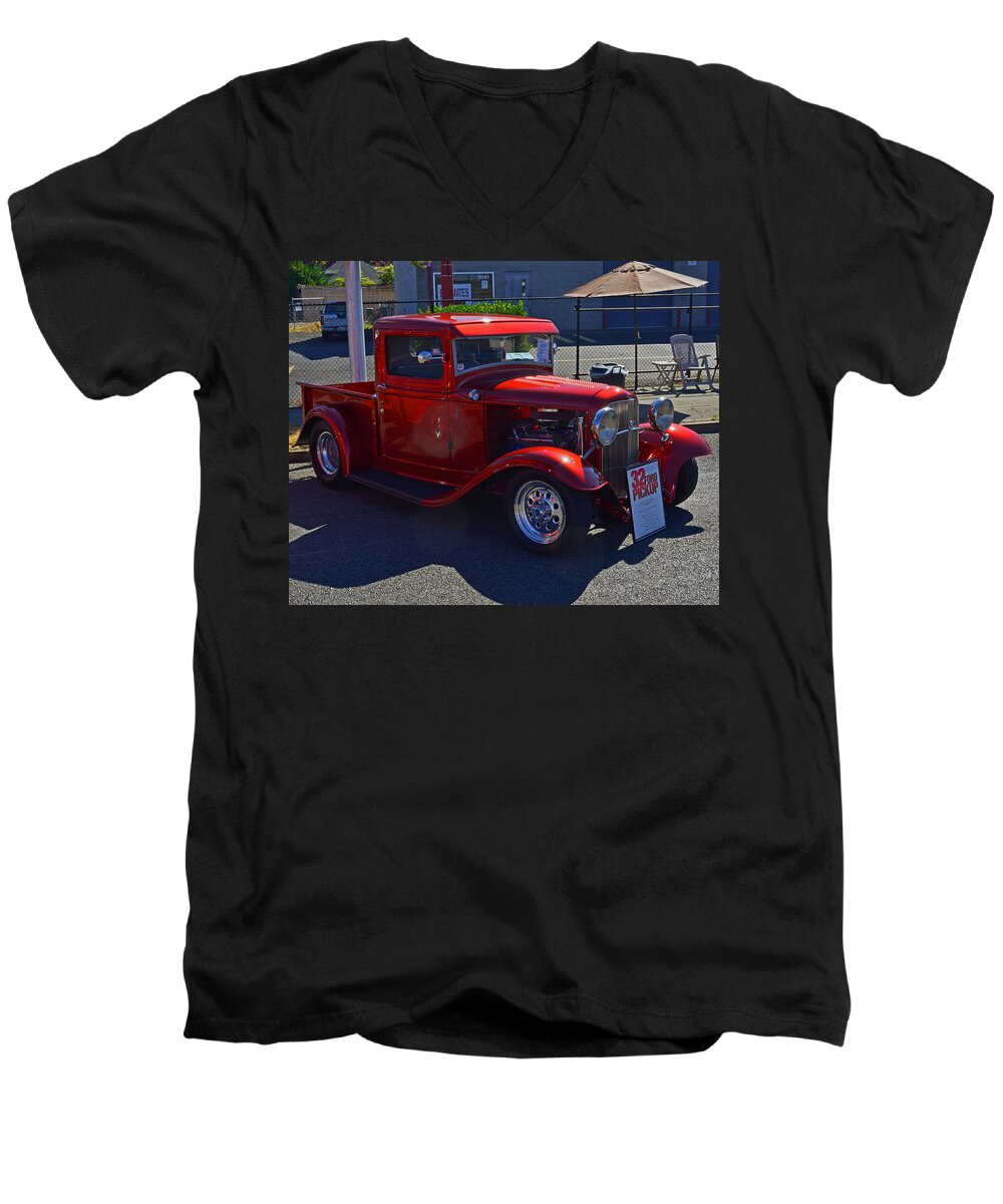 1932 Men's V-Neck T-Shirt featuring the photograph 1932 Ford Pick Up by Tikvah's Hope