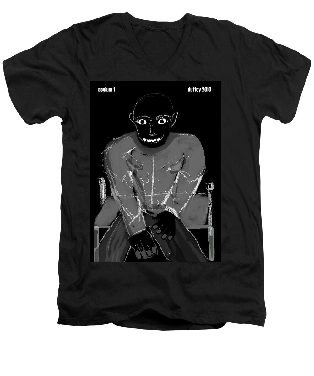 Digital Drawing Men's V-Neck T-Shirt featuring the photograph Asylum 1 by Doug Duffey