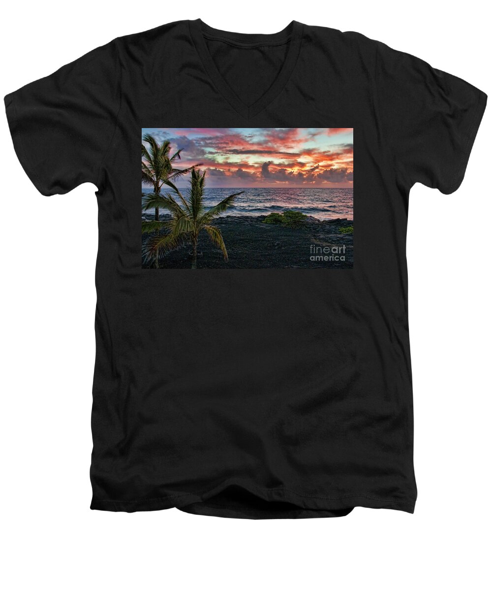 Hawaii Men's V-Neck T-Shirt featuring the photograph Big Island Sunrise by Gary Beeler