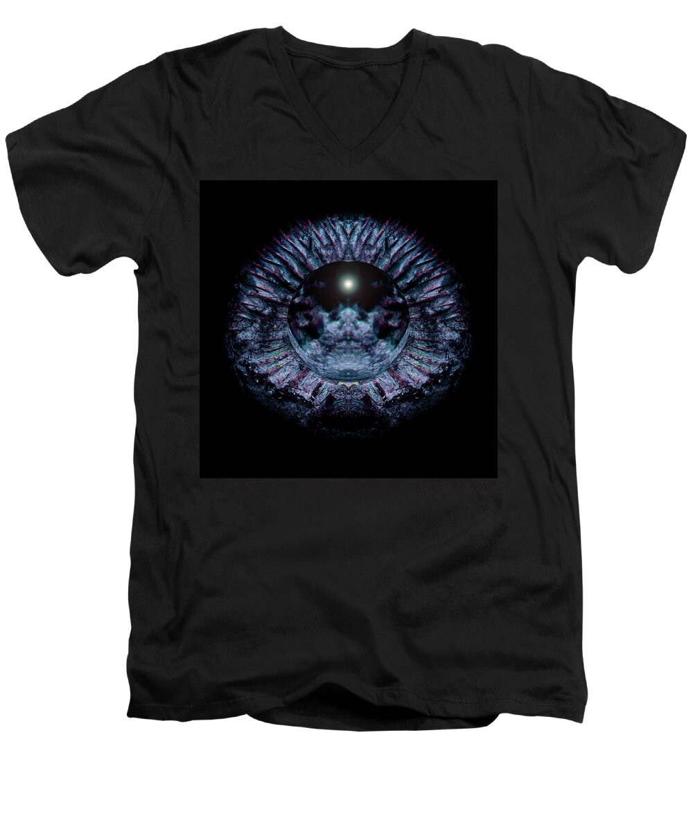 Psychedelic Men's V-Neck T-Shirt featuring the photograph Blue Eye Sphere by David Kleinsasser