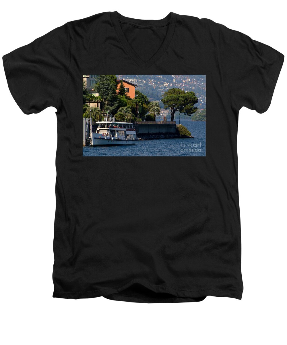 Ship Men's V-Neck T-Shirt featuring the photograph Boat and tree by Mats Silvan