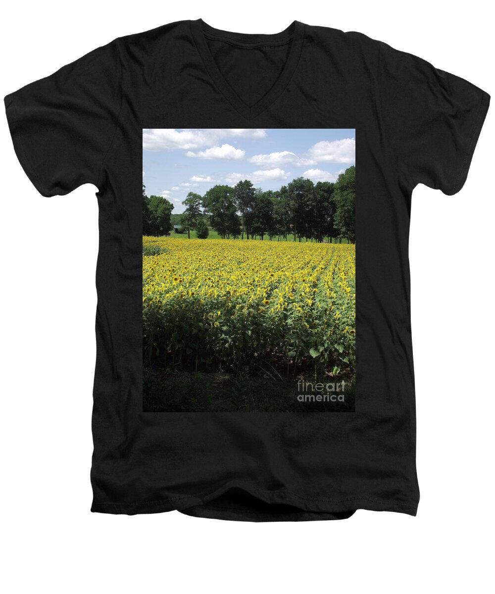 Sunflower Farm Men's V-Neck T-Shirt featuring the photograph Buttonwood Farm by Michelle Welles