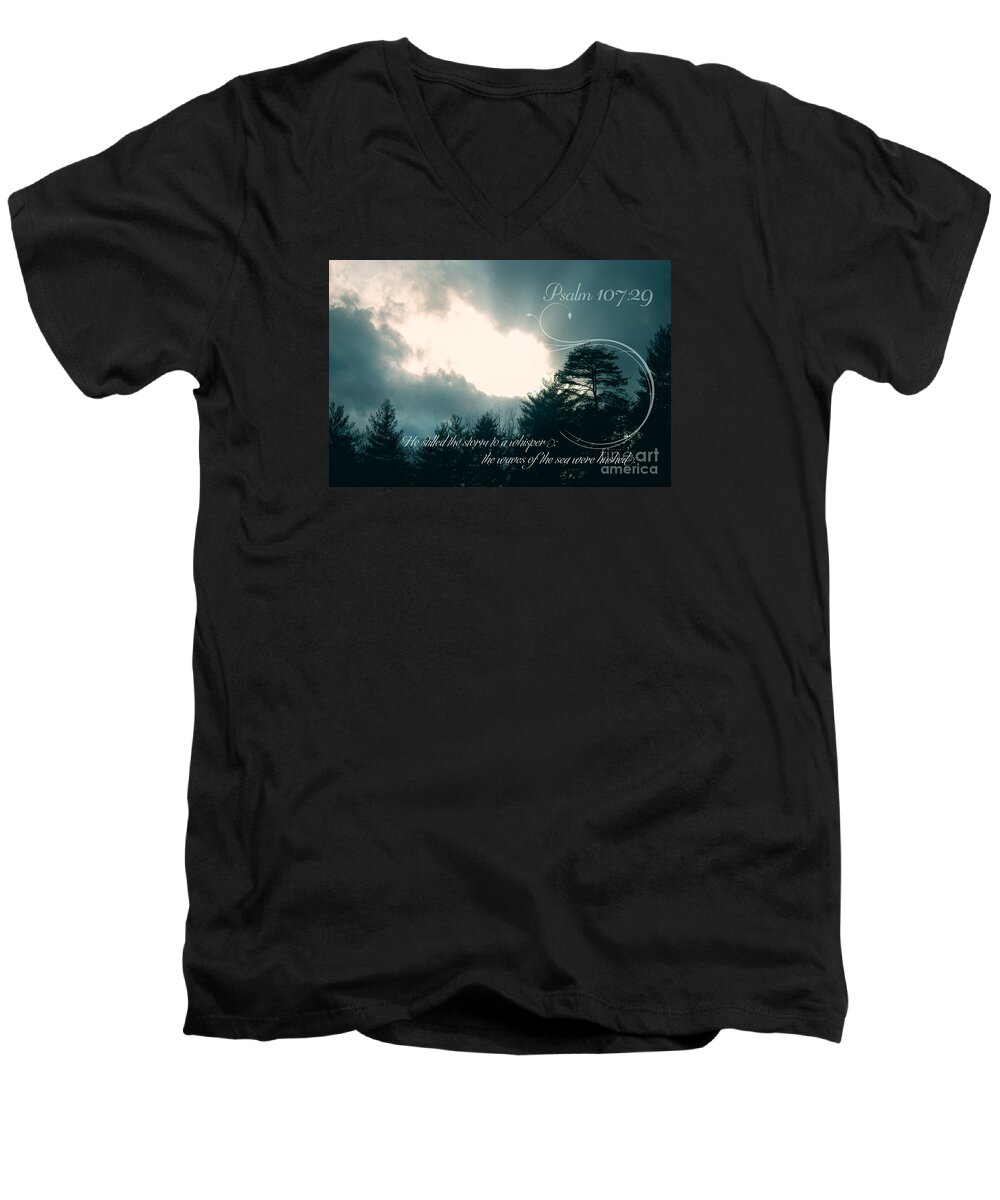 Storm Men's V-Neck T-Shirt featuring the photograph Calm the Storm by Lena Auxier