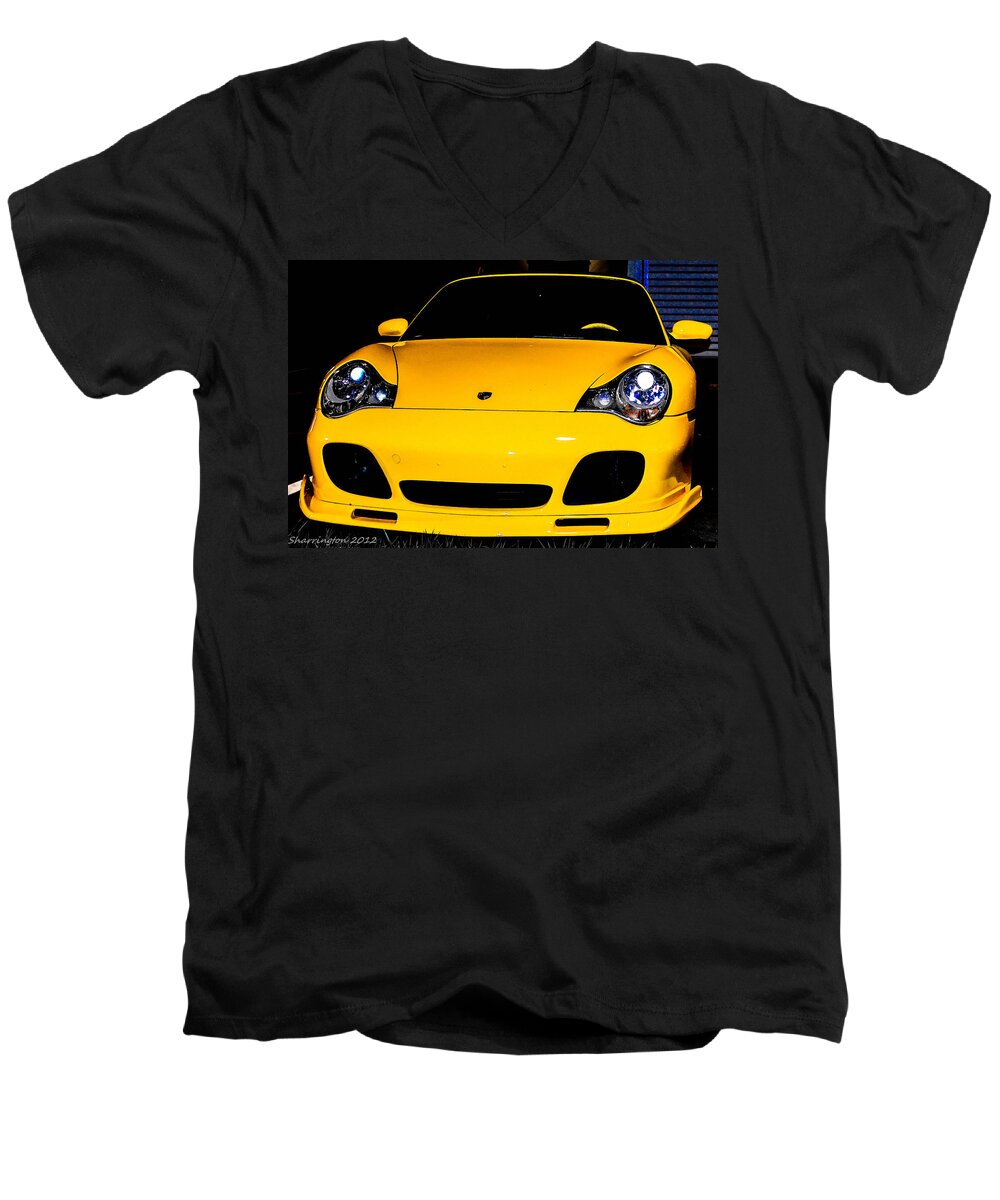 Porsche Men's V-Neck T-Shirt featuring the photograph Carrera 4S by Shannon Harrington