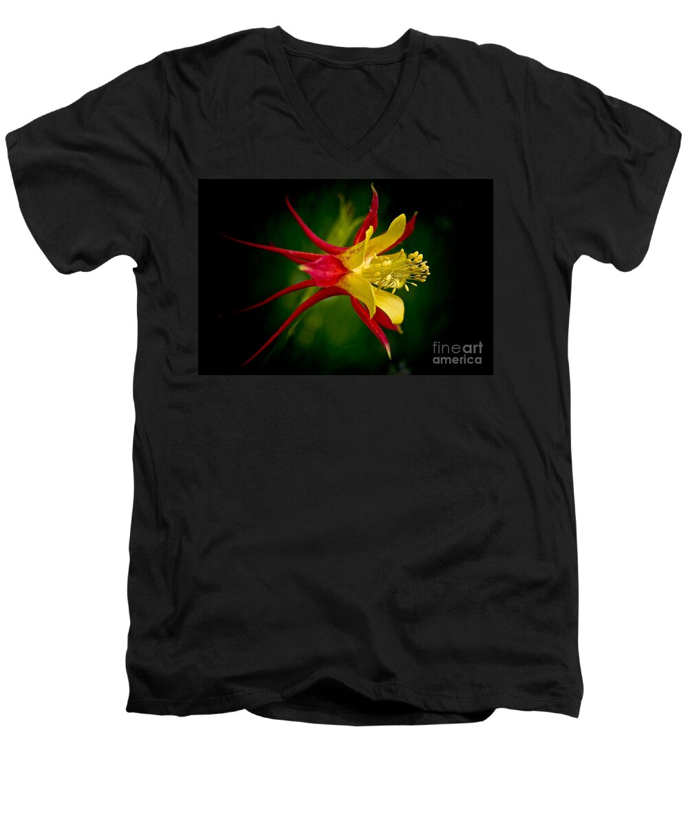 Floral Men's V-Neck T-Shirt featuring the photograph Columbine by Larry Carr