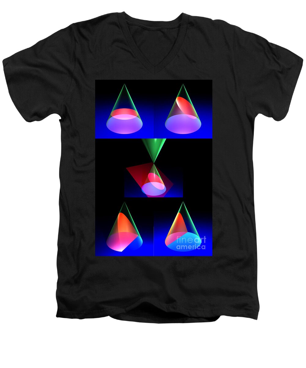 Applied Mathematics Men's V-Neck T-Shirt featuring the digital art Conic Sections 2 Portrait by Russell Kightley