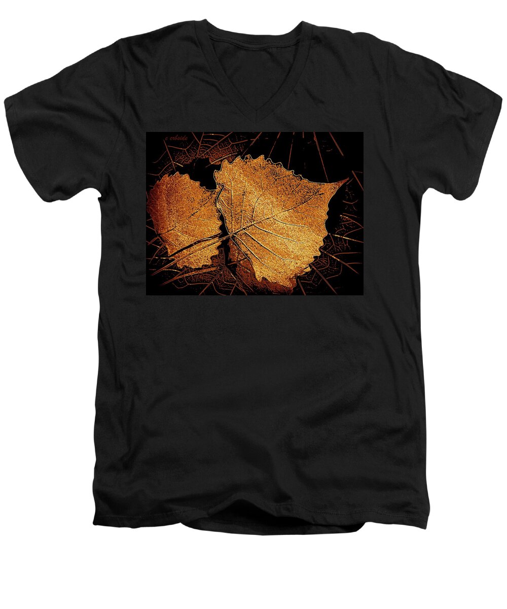 Leaves Men's V-Neck T-Shirt featuring the photograph Cottonwood Foliage by Chris Berry
