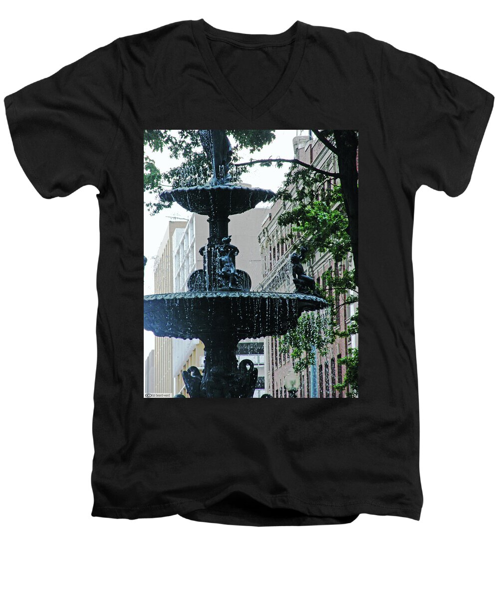 Court Square Men's V-Neck T-Shirt featuring the photograph Court Square Memphis by Lizi Beard-Ward
