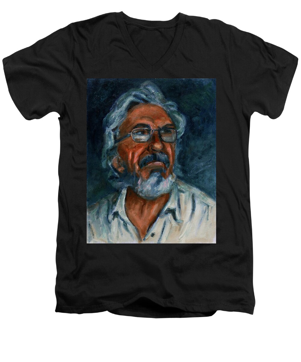 Petko Pemaro Men's V-Neck T-Shirt featuring the painting For Petko Pemaro by Xueling Zou