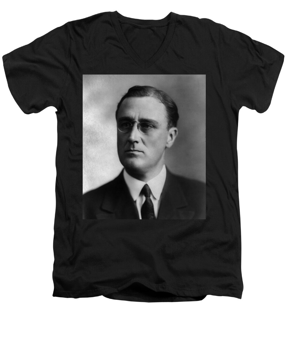 franklin Delano Roosevelt Men's V-Neck T-Shirt featuring the photograph Franklin Delano Roosevelt by International Images